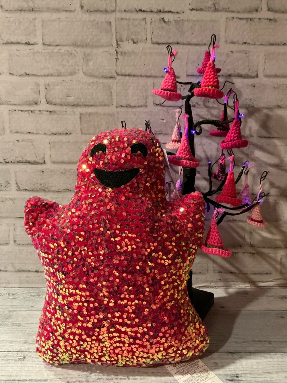 ISAAC MIZRAHI NEW YORK 14x16 Multi Sequin Hot Pink Ghost Pillow